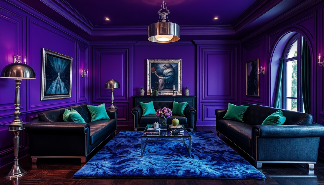 Elevate Your Home with the Captivating Palette: Purple, Black, Silver, Green, and Blue