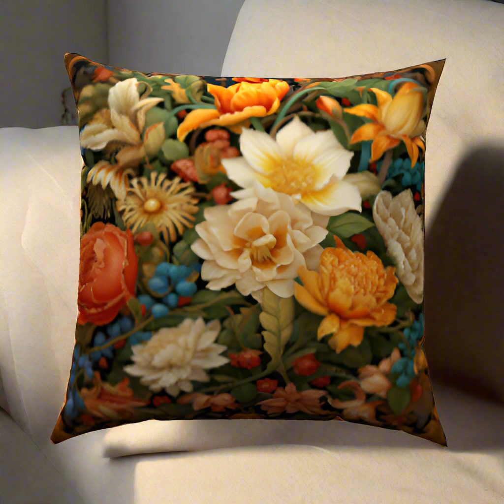 Antique Floral Throw Pillow