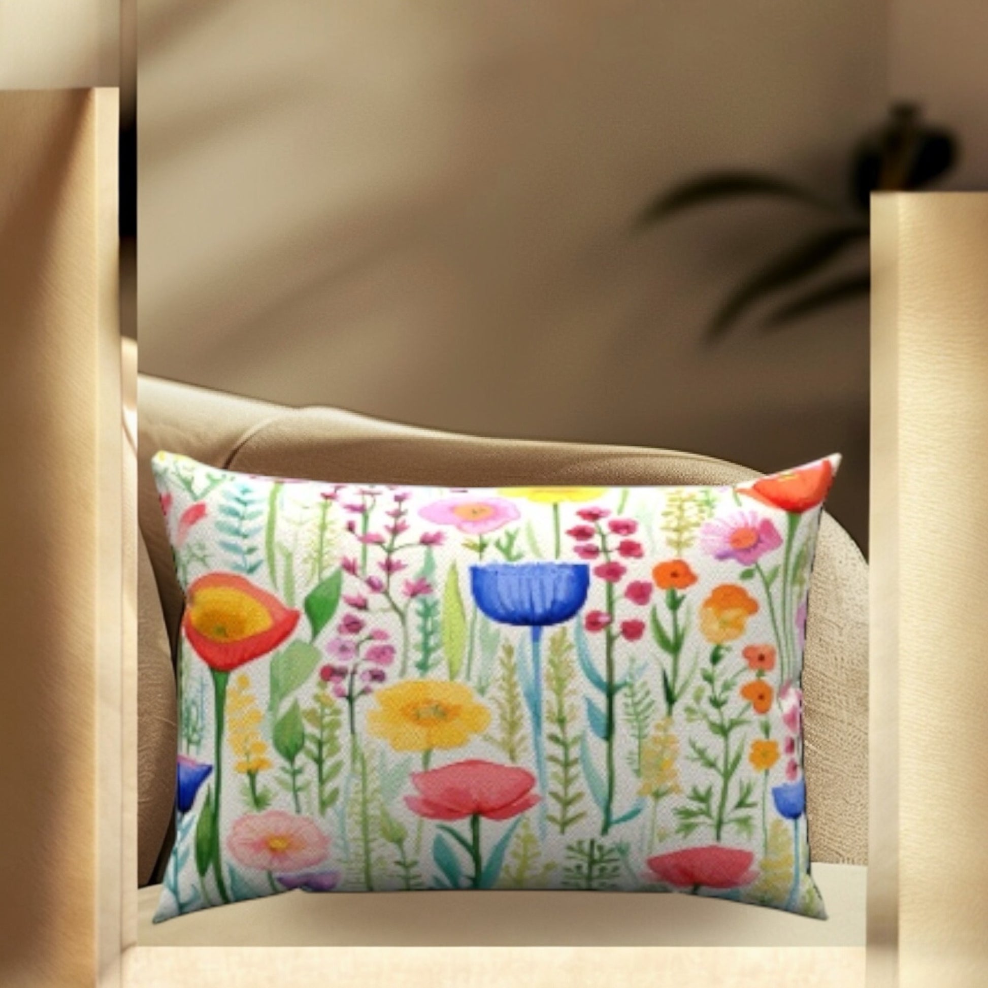 Wild Flowers Cotton Lumbar Pillow 20" x 14"