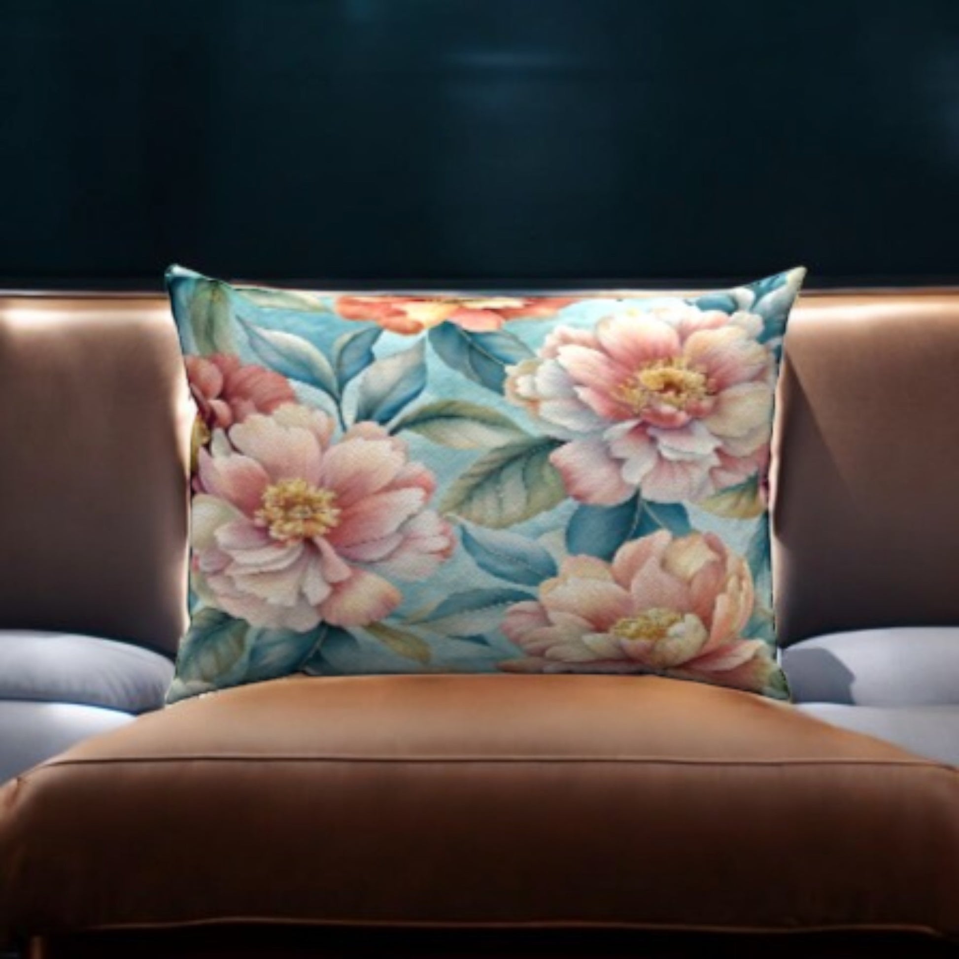 Watercolor Floral Lumbar Pillow