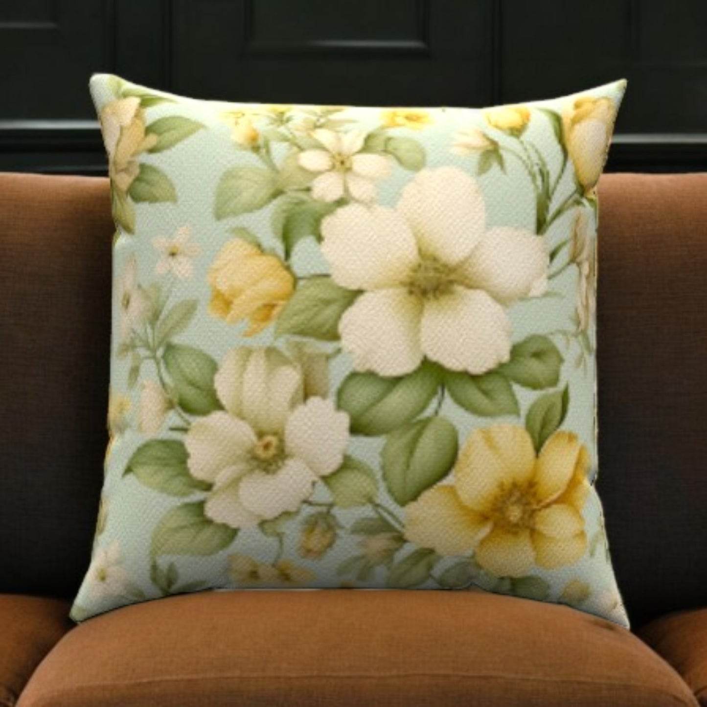 Minty Floral Throw Pillow