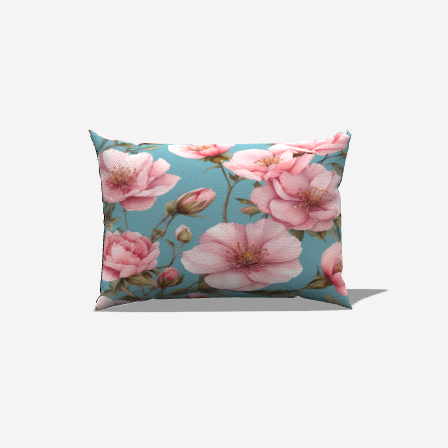 Pink Bouquet Cotton Lumbar Pillow