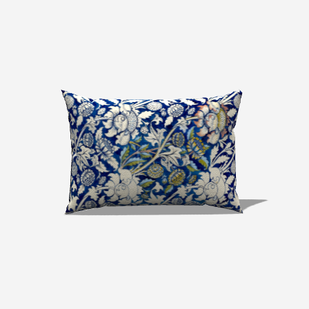 Navy Botanical Cotton Lumbar Pillow