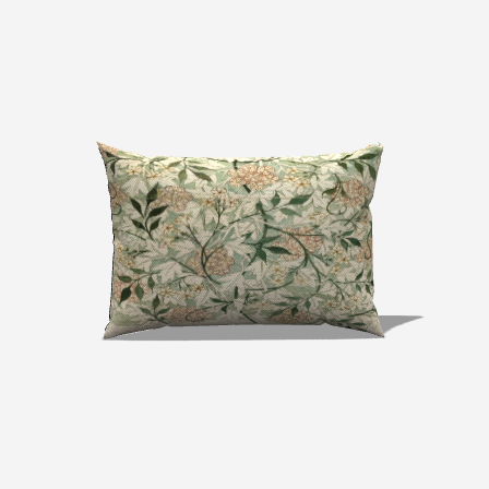 Botanical Green Leaves Cotton Lumbar Pillow