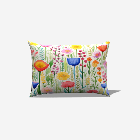 Wild Flowers Cotton Lumbar Pillow