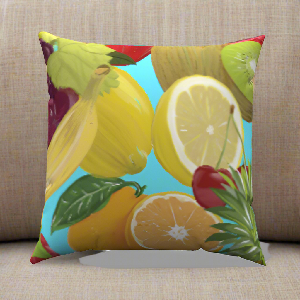 Fruit Salad Cotton Throw Pillow