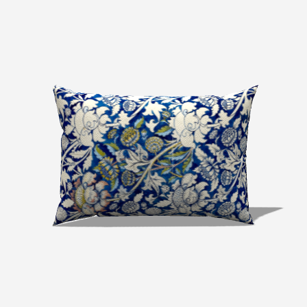 Navy Botanical Cotton Lumbar Pillow