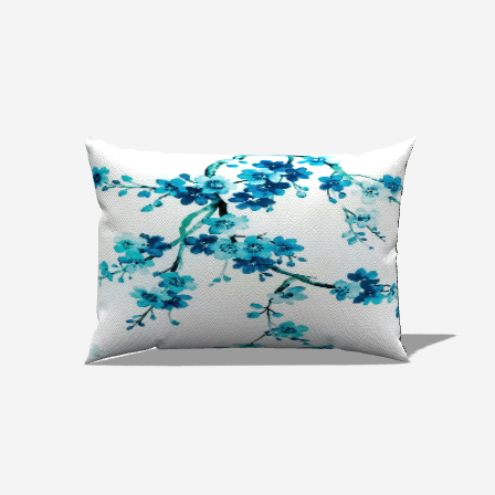 Teal Botanical Cotton Lumbar Pillow